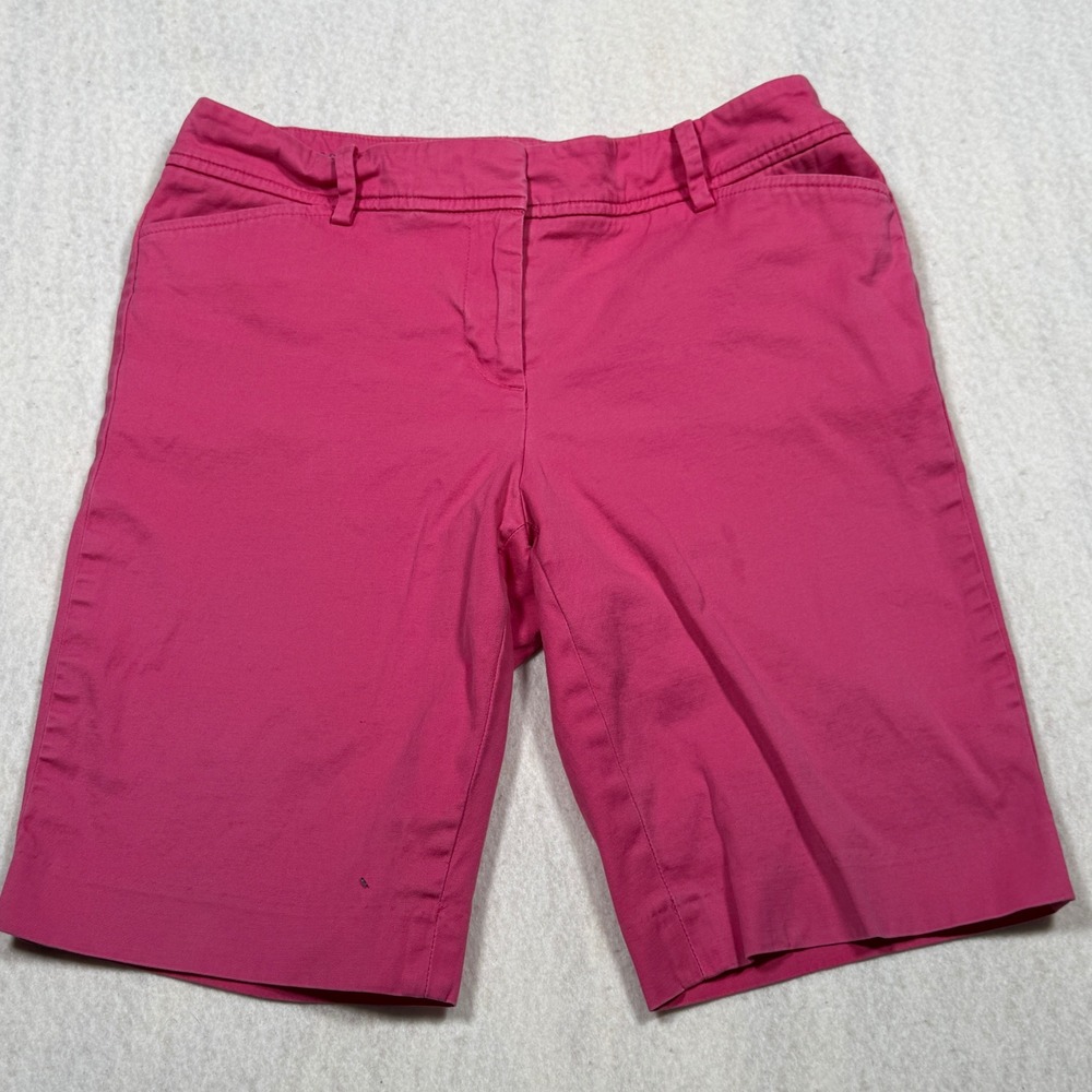 Talbots Perfect Short Womens 2P Pink Chino Bermuda Shorts Mid Rise Cotton Blend